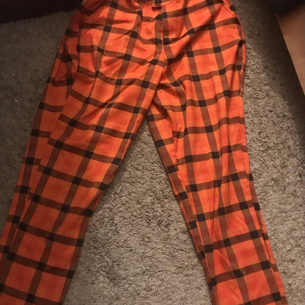Hot Topic Orange Plaid pants